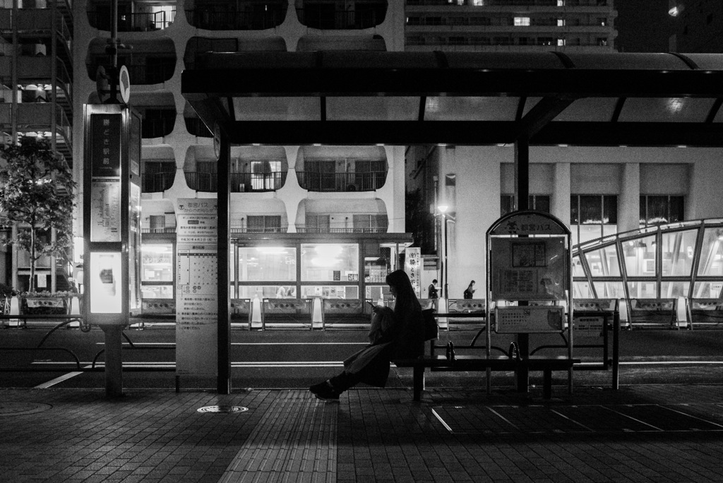 At the bus stop