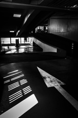 At the multistory parking lot