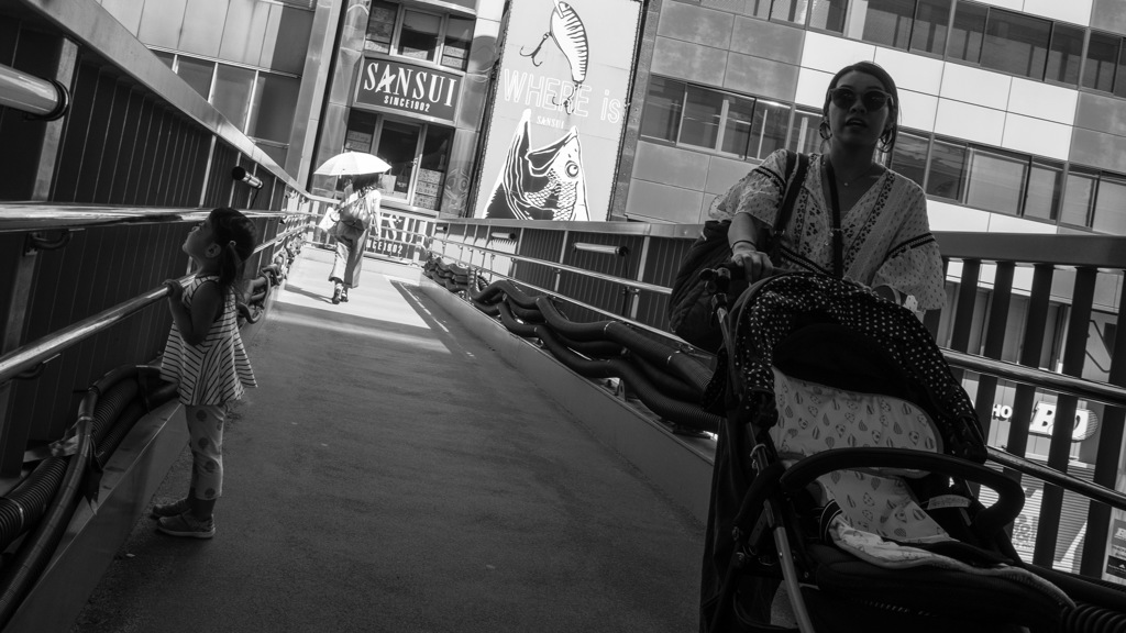 On the pedestrian bridge