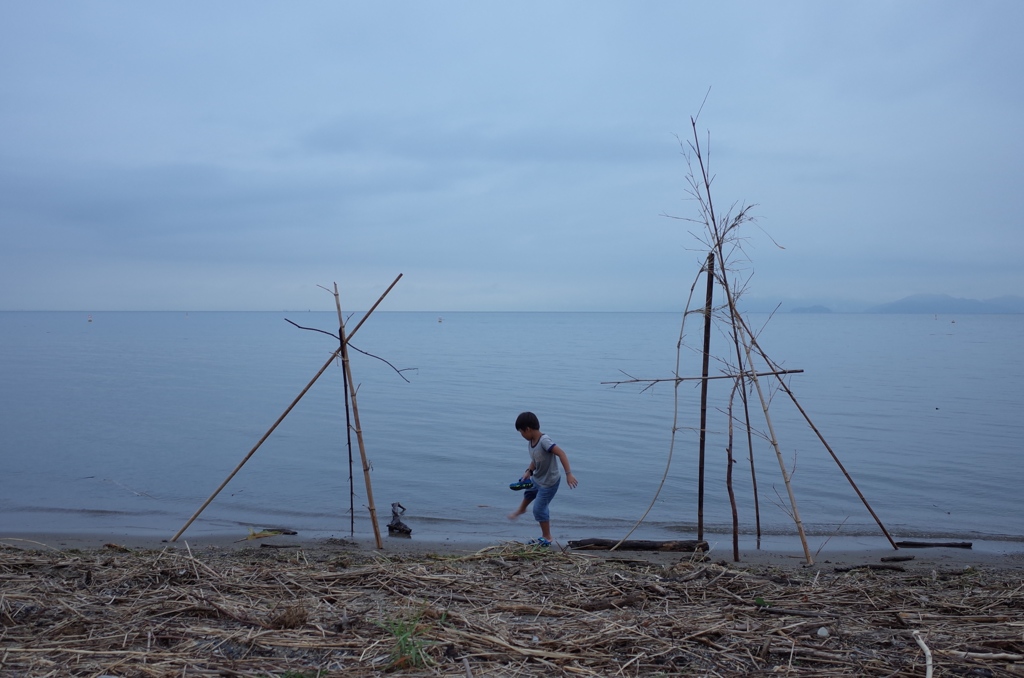Mysterious objects at the lakeside