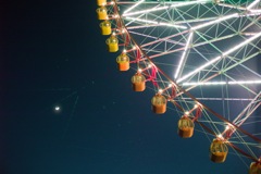 Ferris wheel and moon