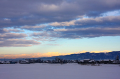 　　　夕焼けの北アルプス