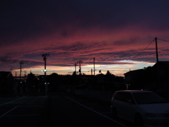 夕暮れの茜空