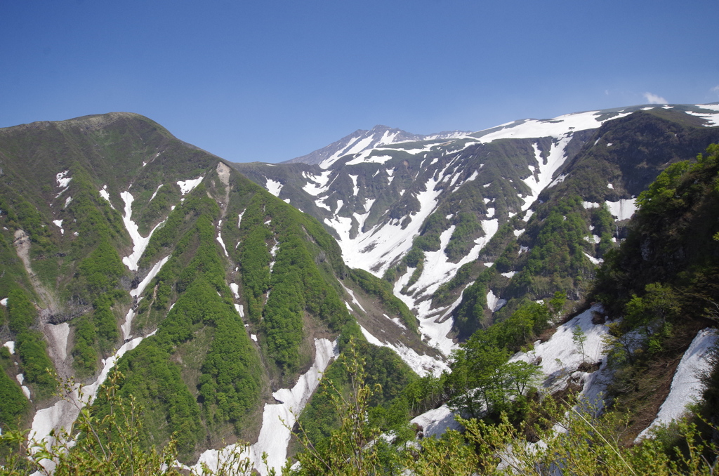 奈曾渓谷と鳥海山の頂