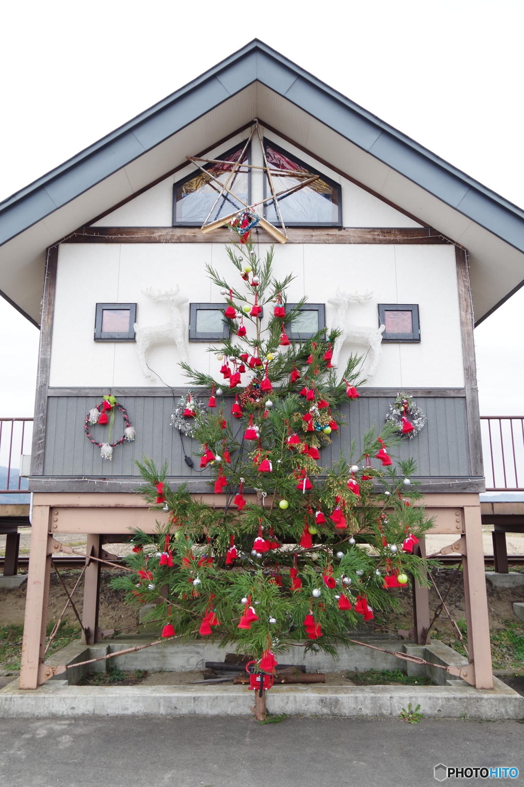 小さな駅のクリスマスツリー-1
