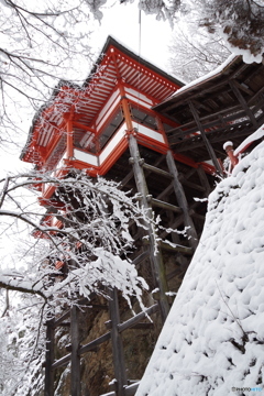 厳寒の唐松観音堂-3