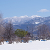 雪原の彼方に雁戸山