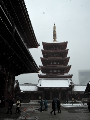 大雪の浅草