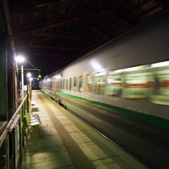 Running through Osawa railway-station