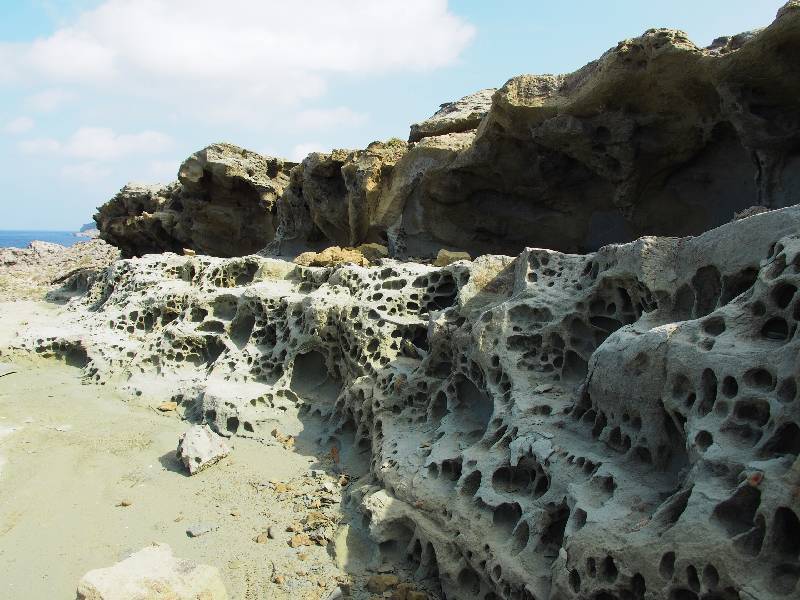 Windy hollows of shore rock