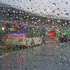 Bus terminal in rain