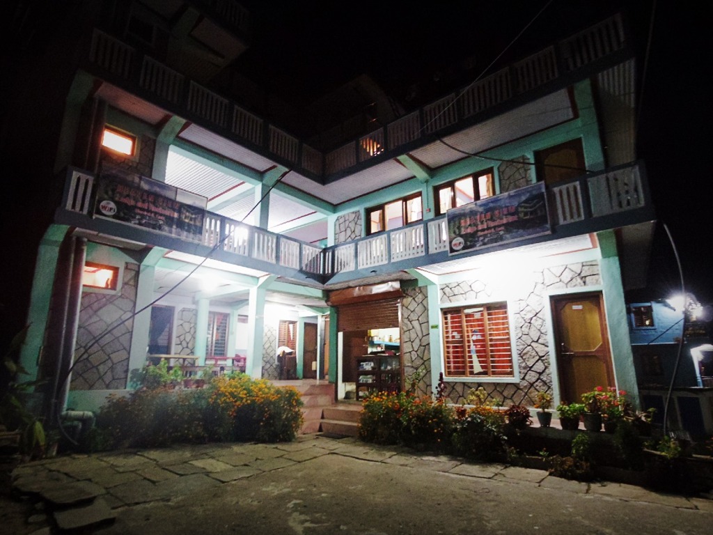 Mountain Lodge at night
