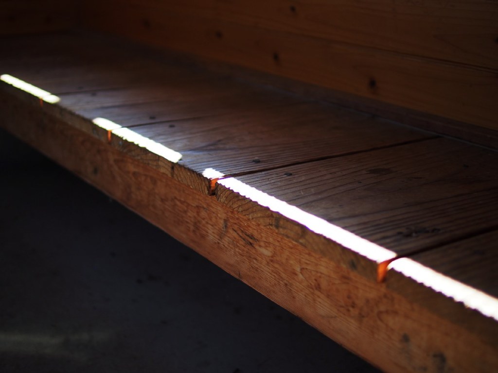 Wooden bench in local railway station