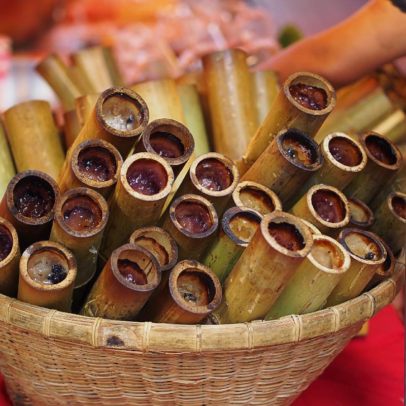 Sticky rice cooked in bamboo