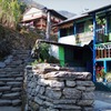 Stone steps and lodge