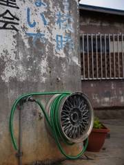 Hose reel made from car wheel
