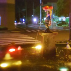 Fountain at night in HACHINOHE