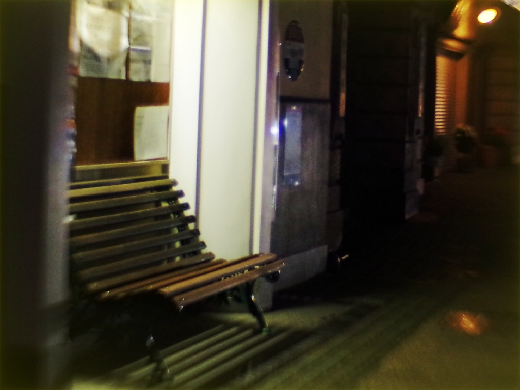 Road bench at night