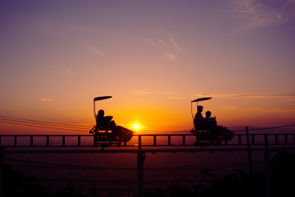 夕暮れのサイクリング