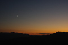 夕霞と三日月