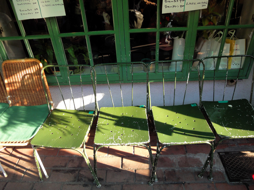 Five Green chairs