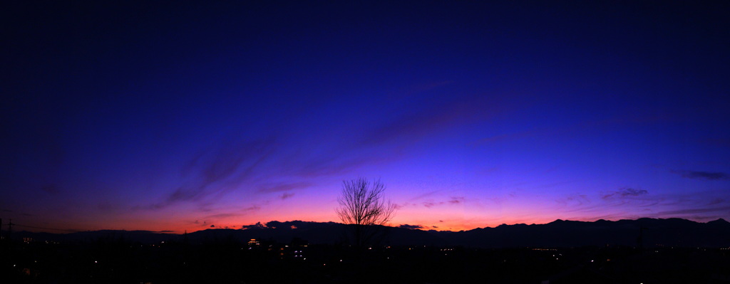 北アルプスの夕景