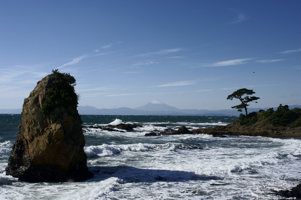 立石、富士山、一本松