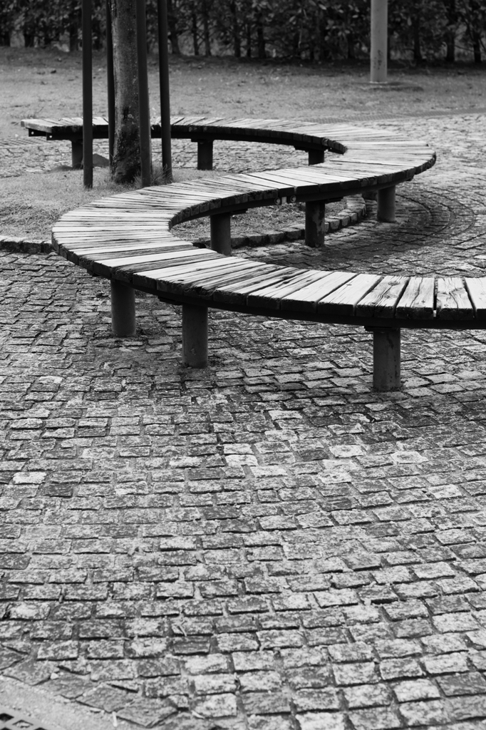 Stone pavement and bench