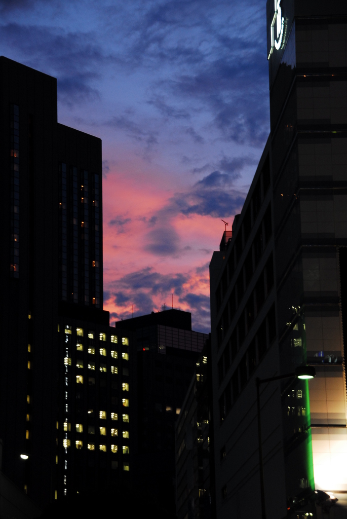有楽町マリオン前からの夕日