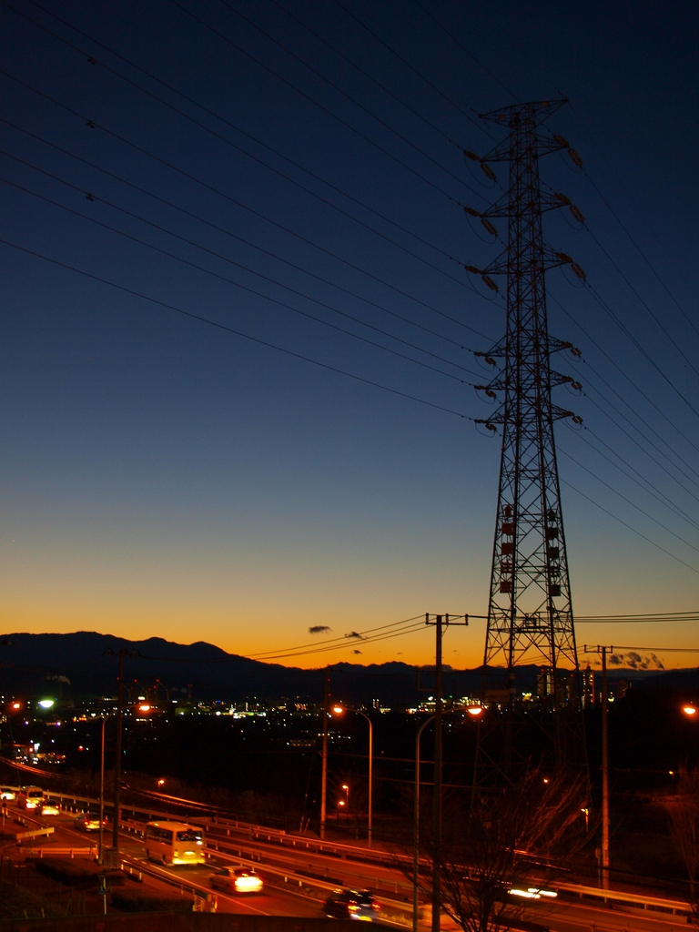 鉄塔と夕焼け