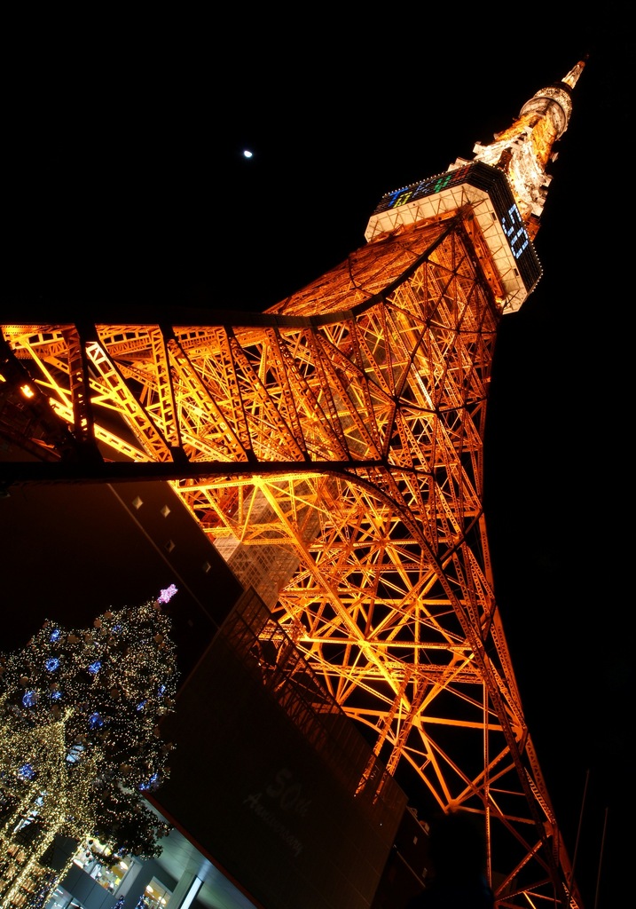 月とツリーと東京タワー