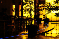 雨夜のオープンカフェ