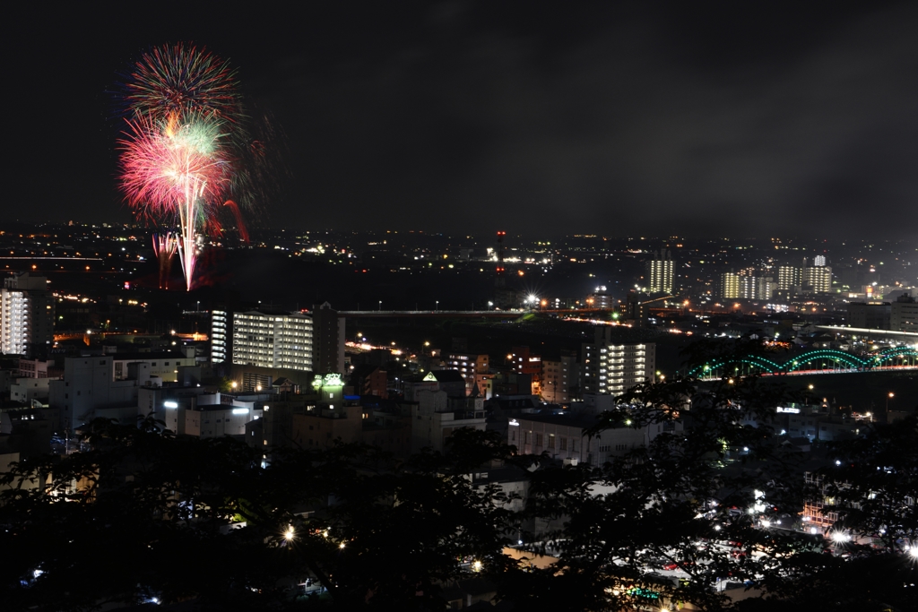 夜景と花火に酔う