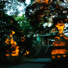 朝日浴びる神社