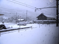旅先帰り道（因美線にて）大雪②