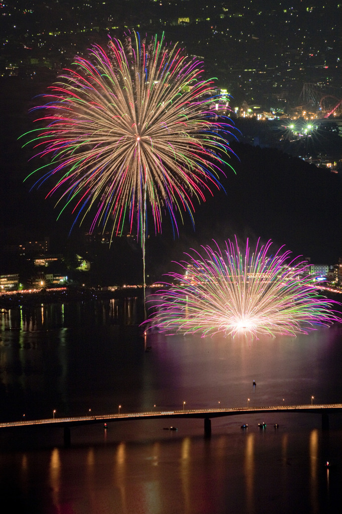 河口湖　湖上祭　水中花火