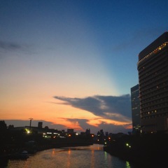 市内からの夕焼け