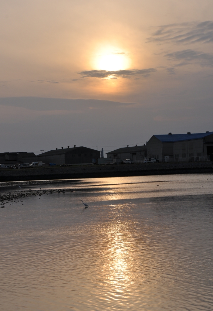 夕焼けにたたずむ