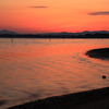 汽水湖の夕景