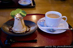 清水寺付近の食事処にて。