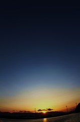 夕日を浴びる水田