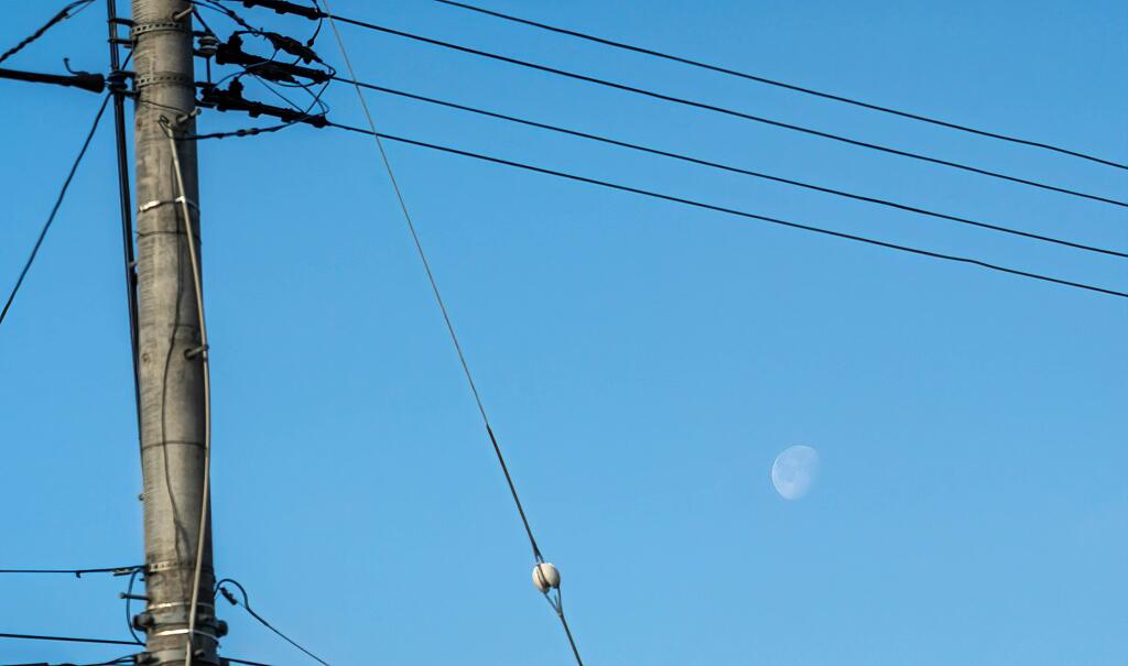 月と電柱
