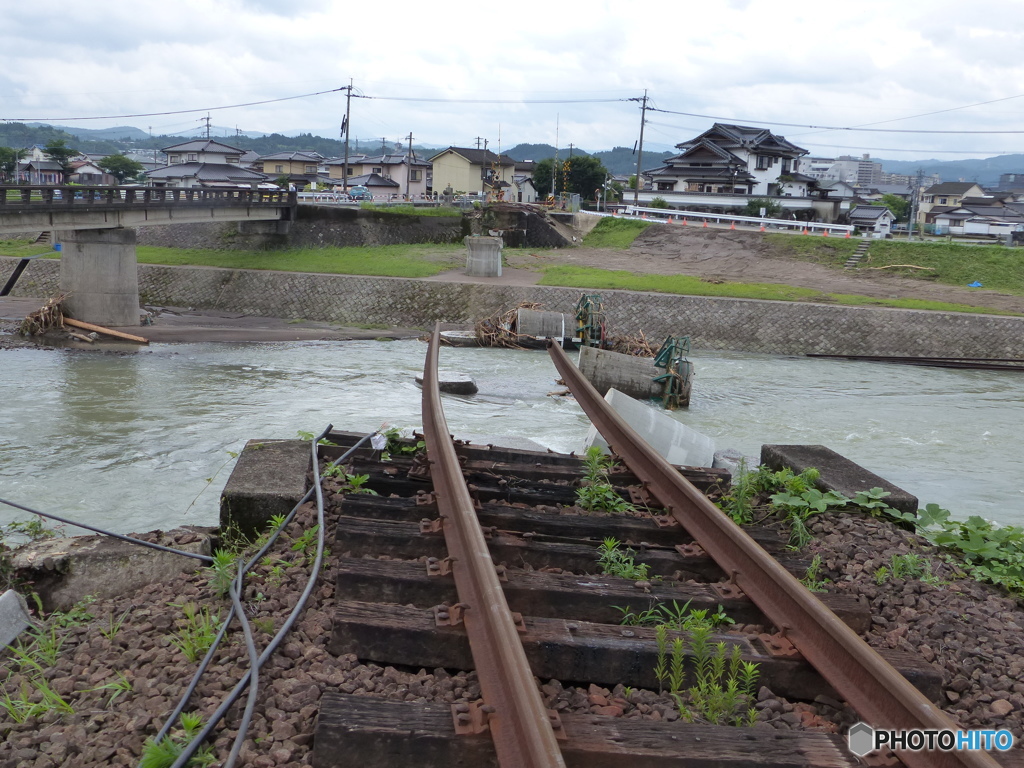 流木が堰みたいに塞いだみたい