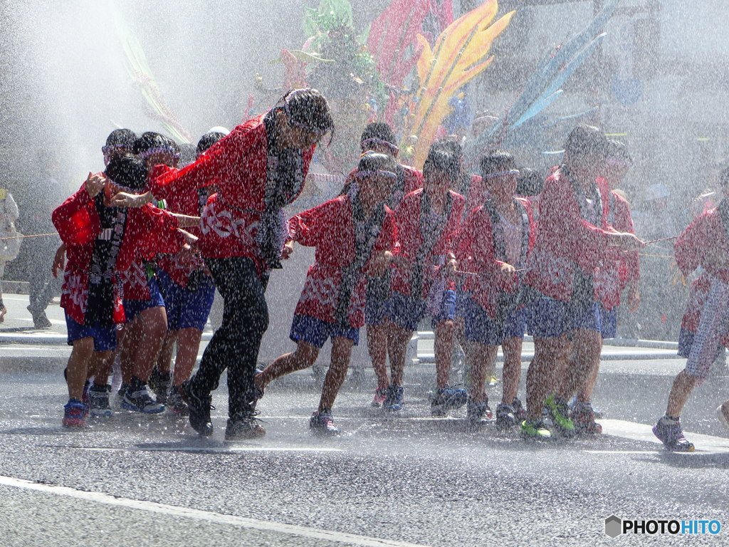 豪快なシャワー