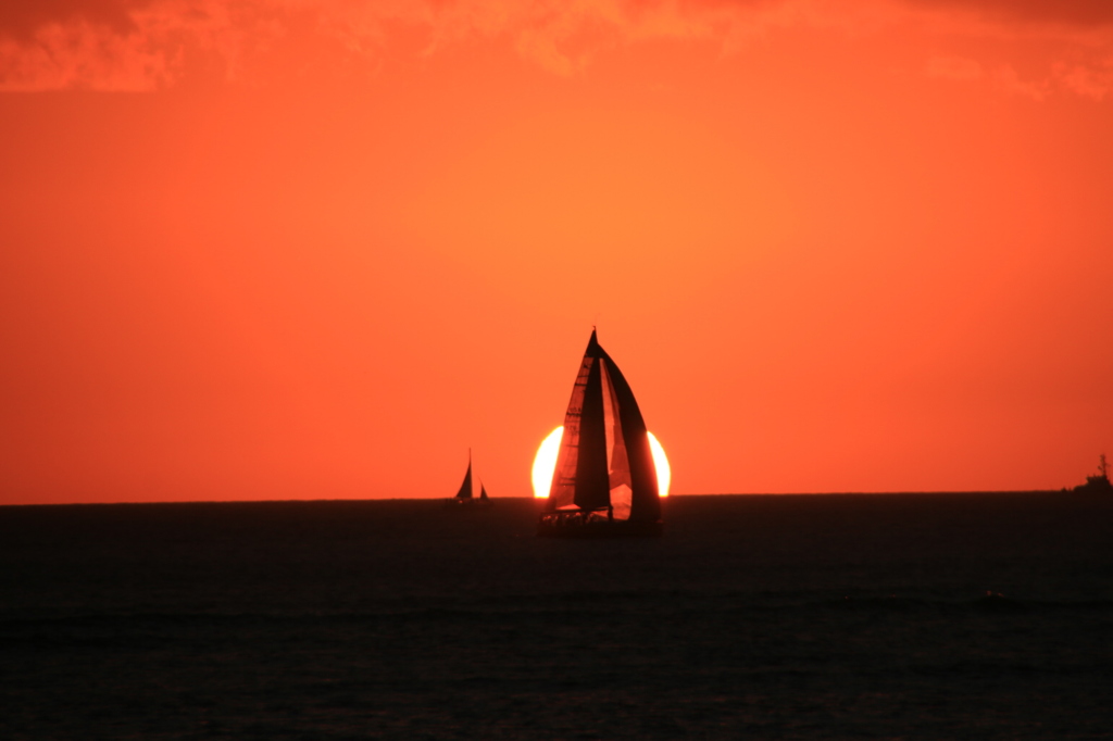 The sunset in Hawaii.