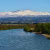 赤川河川からの月山