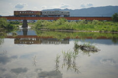 梅雨の晴れ間の水鏡