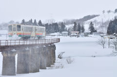 松川橋梁下り　山形鉄道