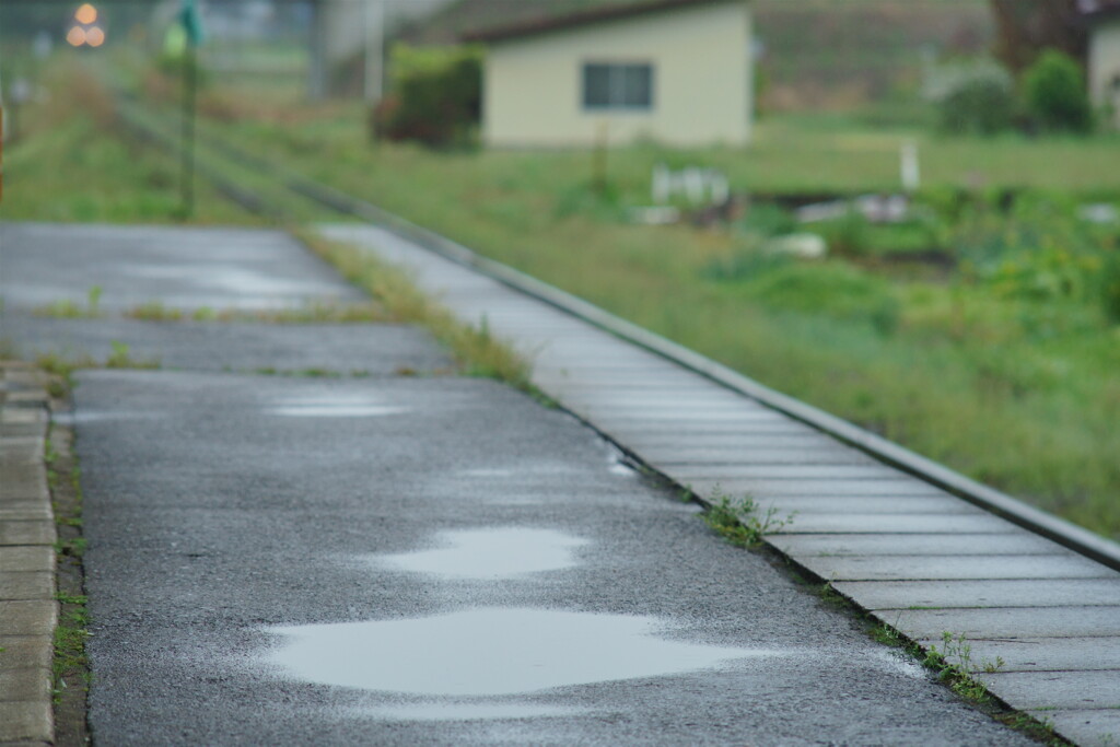 雨のホーム