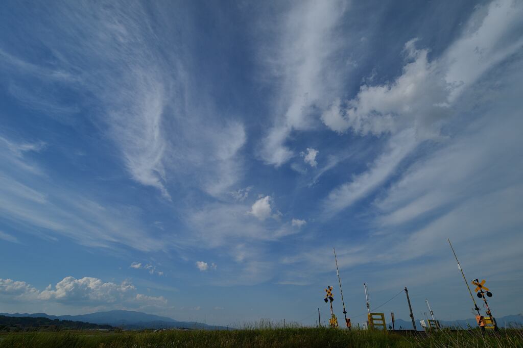 夏空と踏切